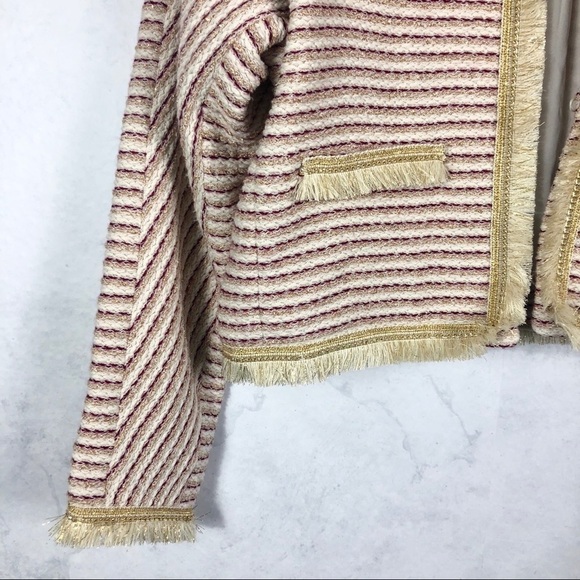 [Juicy Couture] Stripe Tweed Fringe Jacket - Picture 4 of 7